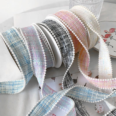 25mm polyester wstążka siatka plaid wstążka Pearl Edge OEM ODM