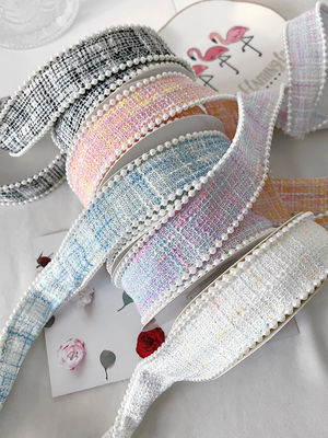 25mm polyester wstążka siatka plaid wstążka Pearl Edge OEM ODM