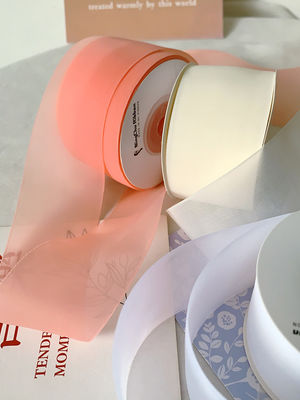 Wielkiej gęstości poliester organza wstążka 40 mm do luksusowego opakowania prezentów