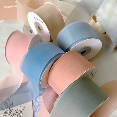 Wielkiej gęstości poliester organza wstążka 40 mm do luksusowego opakowania prezentów