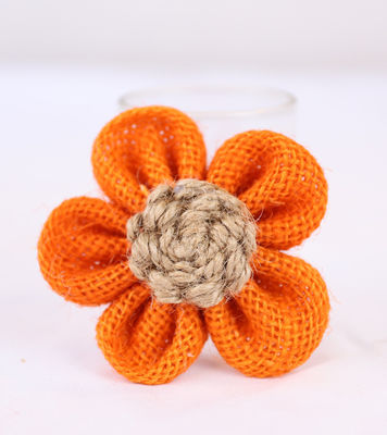 8cm Kwiaty z wstążki z płaszczykiem Dye Orange Czarny Jute Rope Flower