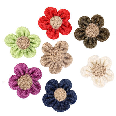 8cm Kwiaty z wstążki z płaszczykiem Dye Orange Czarny Jute Rope Flower