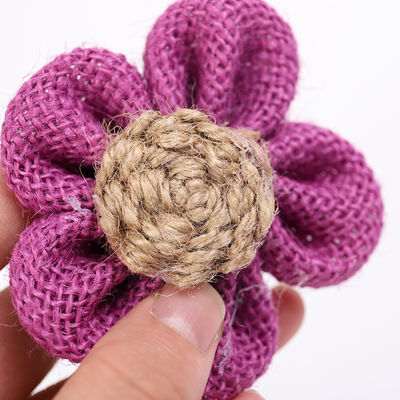 8cm Kwiaty z wstążki z płaszczykiem Dye Orange Czarny Jute Rope Flower