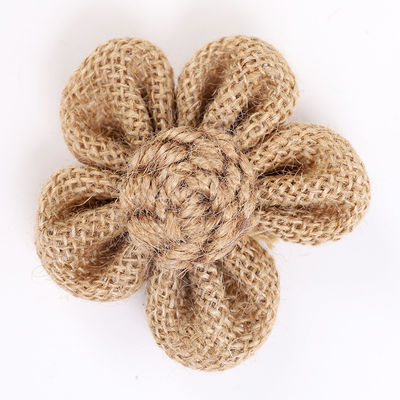 8cm Kwiaty z wstążki z płaszczykiem Dye Orange Czarny Jute Rope Flower