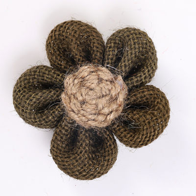 8cm Kwiaty z wstążki z płaszczykiem Dye Orange Czarny Jute Rope Flower