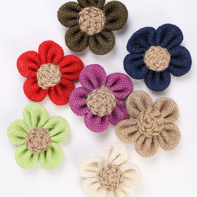 8cm Kwiaty z wstążki z płaszczykiem Dye Orange Czarny Jute Rope Flower