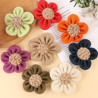 8cm Kwiaty z wstążki z płaszczykiem Dye Orange Czarny Jute Rope Flower
