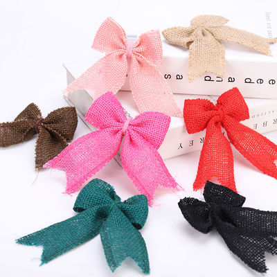 8cm*11cm Jute Ribbon Bow Green Rose Dekoracyjny Burlap Ribbon