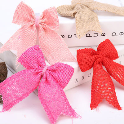 8cm*11cm Jute Ribbon Bow Green Rose Dekoracyjny Burlap Ribbon