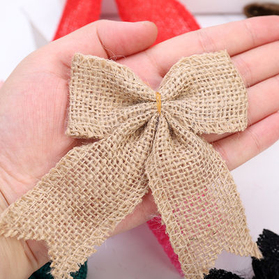 8cm*11cm Jute Ribbon Bow Green Rose Dekoracyjny Burlap Ribbon