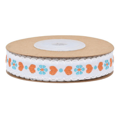 Jacquard 12mm Kwiatowa wstążka ISO14001 Vintage Floral Ribbon