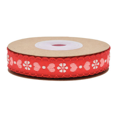 Jacquard 12mm Kwiatowa wstążka ISO14001 Vintage Floral Ribbon