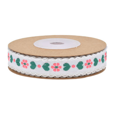 Jacquard 12mm Kwiatowa wstążka ISO14001 Vintage Floral Ribbon