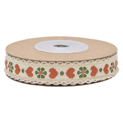 Jacquard 12mm Kwiatowa wstążka ISO14001 Vintage Floral Ribbon