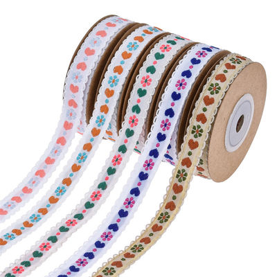 Jacquard 12mm Kwiatowa wstążka ISO14001 Vintage Floral Ribbon