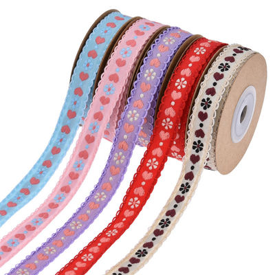 Jacquard 12mm Kwiatowa wstążka ISO14001 Vintage Floral Ribbon