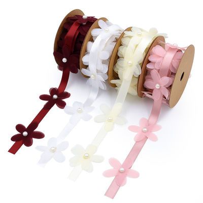 40mm*2m Polyester Florale Ribbon Trim OEM ODM Flower Lace Ribbon