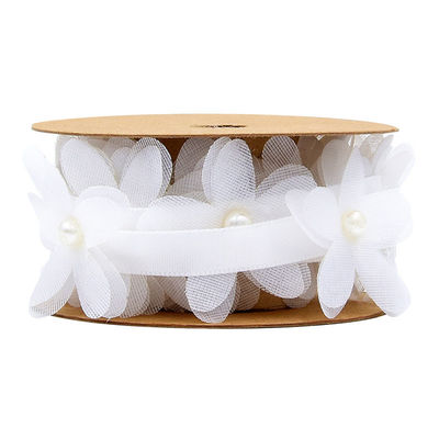 40mm*2m Polyester Florale Ribbon Trim OEM ODM Flower Lace Ribbon