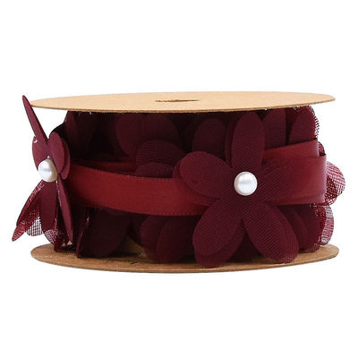 40mm*2m Polyester Florale Ribbon Trim OEM ODM Flower Lace Ribbon
