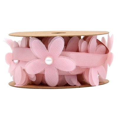 40mm*2m Polyester Florale Ribbon Trim OEM ODM Flower Lace Ribbon