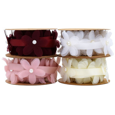 40mm*2m Polyester Florale Ribbon Trim OEM ODM Flower Lace Ribbon