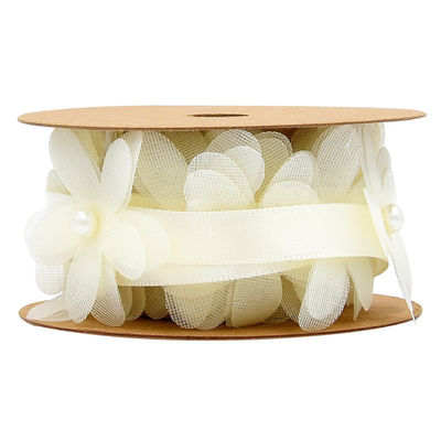 40mm*2m Polyester Florale Ribbon Trim OEM ODM Flower Lace Ribbon