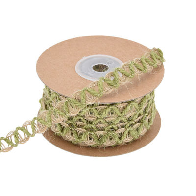 Włókno z płytki liściastej, ciemnozielone, 2mm-15mm*10y Jute Wired Ribbon