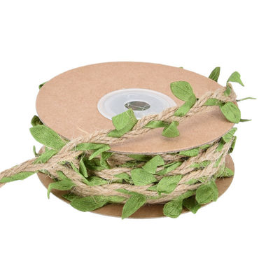 Włókno z płytki liściastej, ciemnozielone, 2mm-15mm*10y Jute Wired Ribbon