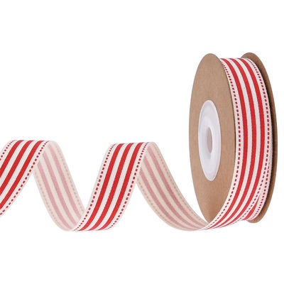 15mm*3y wstążka świąteczna Wydrukowana biała bawełniana wstążka do prezentów
