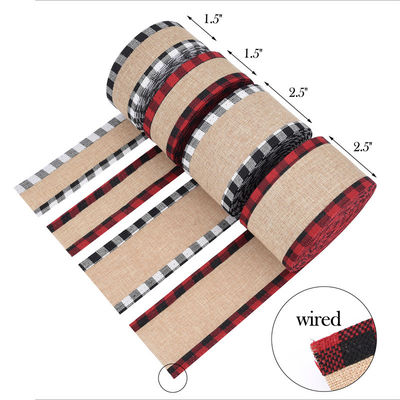 40 mm i 63 mm*10y Jute Lattice Ribbon Biodegradable Lattice Burlap Ribbon