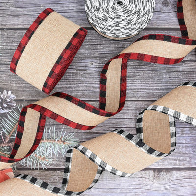40 mm i 63 mm*10y Jute Lattice Ribbon Biodegradable Lattice Burlap Ribbon