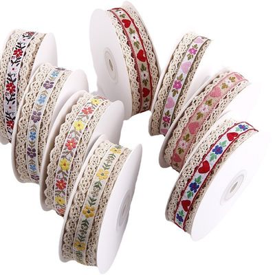2.5cm Sznurówka z krawędziami koronkowymi Jacquard Ribbon Gift Packing Polyester Ribbon for Packaging