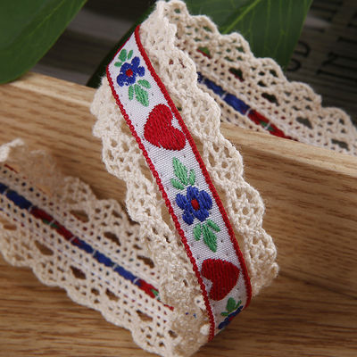 2.5cm Sznurówka z krawędziami koronkowymi Jacquard Ribbon Gift Packing Polyester Ribbon for Packaging