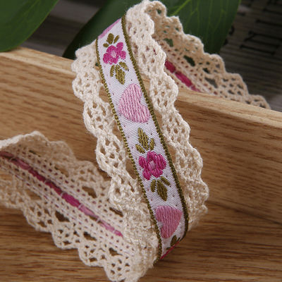 2.5cm Sznurówka z krawędziami koronkowymi Jacquard Ribbon Gift Packing Polyester Ribbon for Packaging