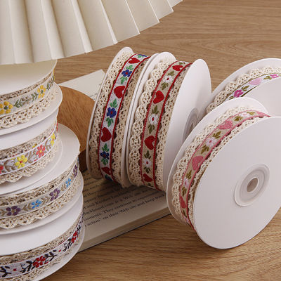2.5cm Sznurówka z krawędziami koronkowymi Jacquard Ribbon Gift Packing Polyester Ribbon for Packaging