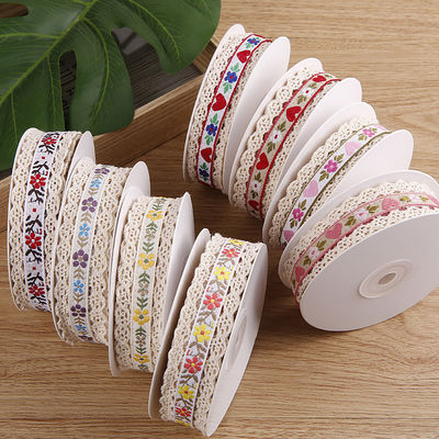 2.5cm Sznurówka z krawędziami koronkowymi Jacquard Ribbon Gift Packing Polyester Ribbon for Packaging