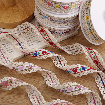 2.5cm Sznurówka z krawędziami koronkowymi Jacquard Ribbon Gift Packing Polyester Ribbon for Packaging