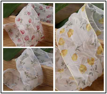 40mm 50mm Organza wstążka z kwiatowej drukowanej wstążki poliestrowej OEM Eco Friendly