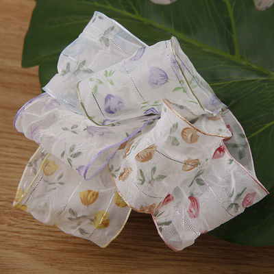 40mm 50mm Organza wstążka z kwiatowej drukowanej wstążki poliestrowej OEM Eco Friendly