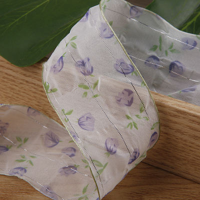 40mm 50mm Organza wstążka z kwiatowej drukowanej wstążki poliestrowej OEM Eco Friendly
