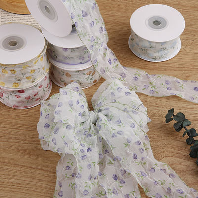 40mm 50mm Organza wstążka z kwiatowej drukowanej wstążki poliestrowej OEM Eco Friendly