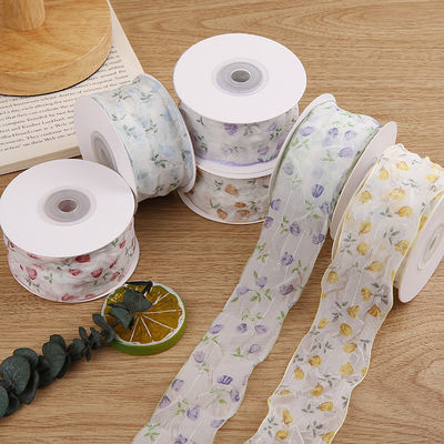 40mm 50mm Organza wstążka z kwiatowej drukowanej wstążki poliestrowej OEM Eco Friendly