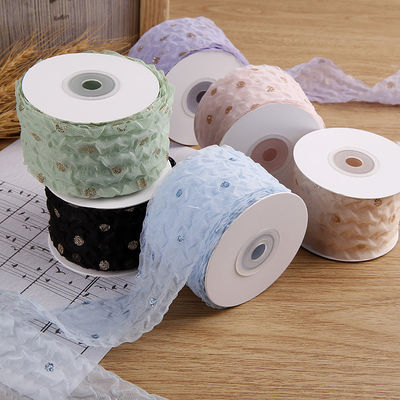 50 mm wstążka organza z wzorem kropki złota folia Drukowany poliester wstążka organza OEM przyjazny dla środowiska