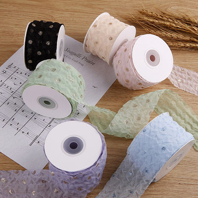 50 mm wstążka organza z wzorem kropki złota folia Drukowany poliester wstążka organza OEM przyjazny dla środowiska