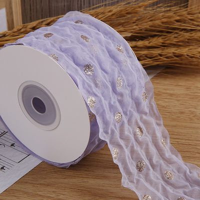 50 mm wstążka organza z wzorem kropki złota folia Drukowany poliester wstążka organza OEM przyjazny dla środowiska
