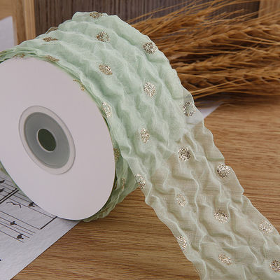 50 mm wstążka organza z wzorem kropki złota folia Drukowany poliester wstążka organza OEM przyjazny dla środowiska