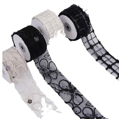 50 mm błyszcząca polyester siatkowa wstążka z kwiatową wstążką Jacquard