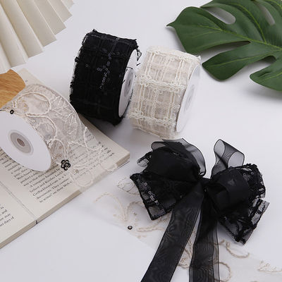 50 mm błyszcząca polyester siatkowa wstążka z kwiatową wstążką Jacquard