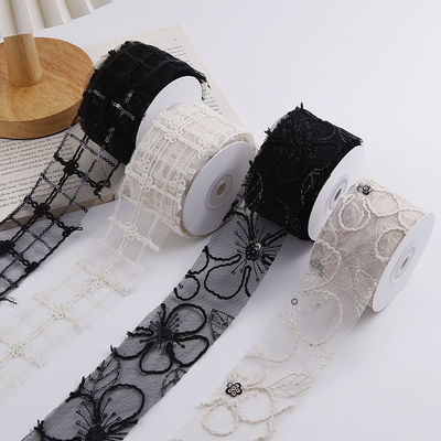 50 mm błyszcząca polyester siatkowa wstążka z kwiatową wstążką Jacquard