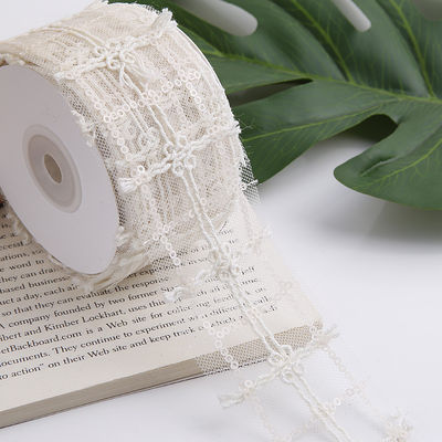50 mm błyszcząca polyester siatkowa wstążka z kwiatową wstążką Jacquard
